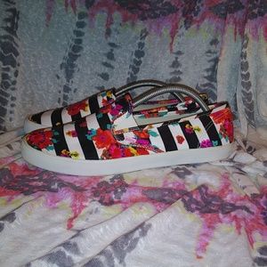 Rock and Candy Floral Canvas Slip Ons Size 12